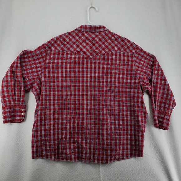 Wrangler Shirt Women's 3/4 Sleeve Casual Pearl Snap Up Plaid Red Size 3XL - Picture 9 of 12